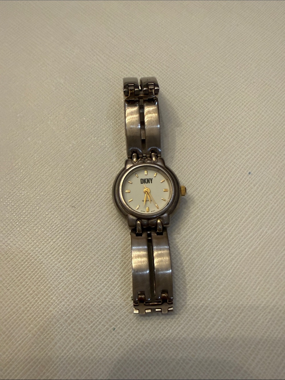 DKNY Silver-Tone Bracelet Watch with Cream Dial and Gold Accents